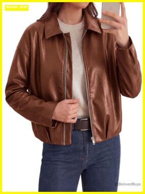 Women's Faux Leather Motorcycle Jacket Zip Up Moto Biker Coat